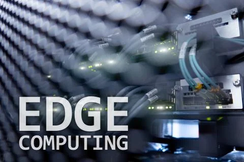EDGE computing, internet and modern technology concept on modern server room  Stock Illustration