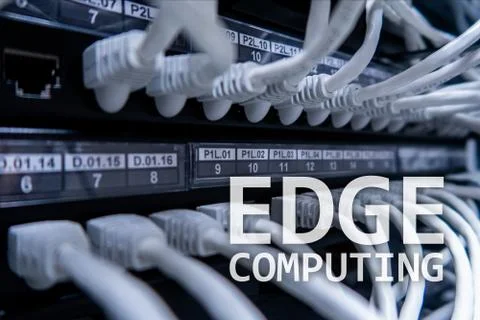 EDGE computing, internet and modern technology concept on modern server room  Stock Illustration