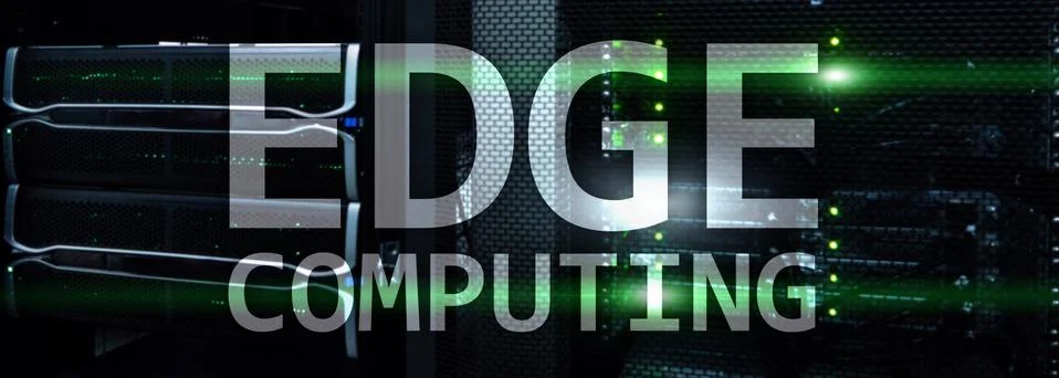 EDGE computing, internet and modern technology concept on modern server room  Stock Illustration