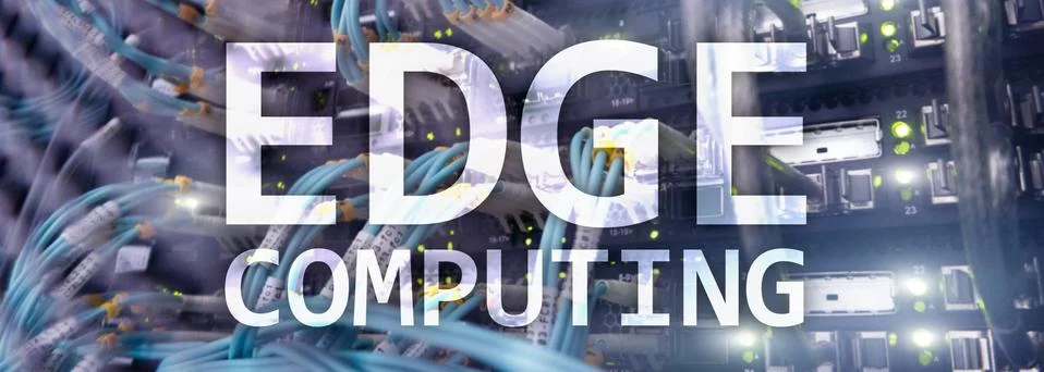 EDGE computing, internet and modern technology concept on modern server room Stock Illustration