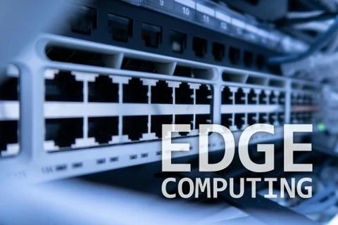EDGE computing, internet and modern technology concept on modern server room  Stock-Fotos