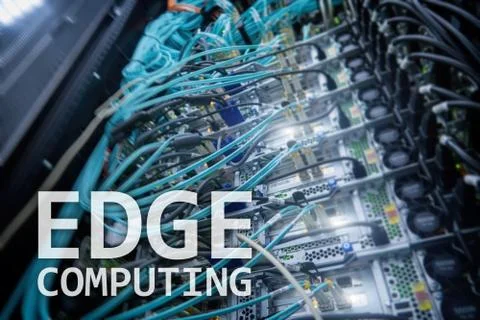 EDGE computing, internet and modern technology concept on modern server room  Fotos Stock