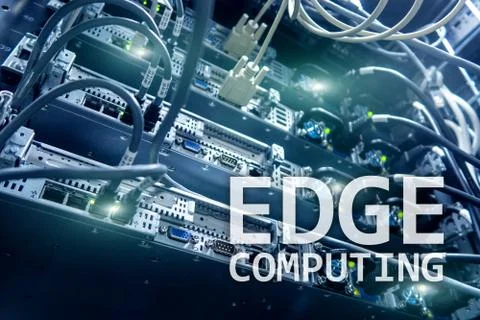 EDGE computing, internet and modern technology concept on modern server room  Fotos Stock