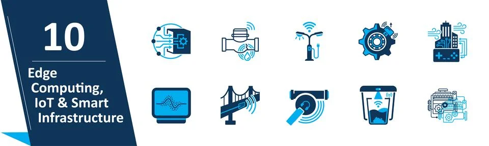 Edge Computing IoT &amp; Smart Infrastructure Icon Set Stockillustratie