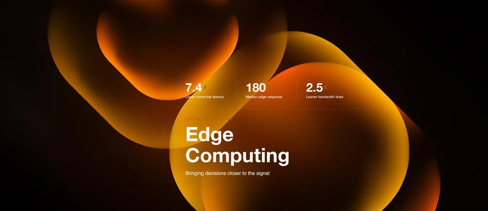 Edge computing key figures slide, horizontal web banner Stock Illustration