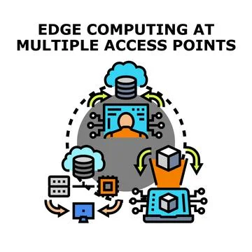 Edge computing managing data processing at multiple access points Illustrazione stock