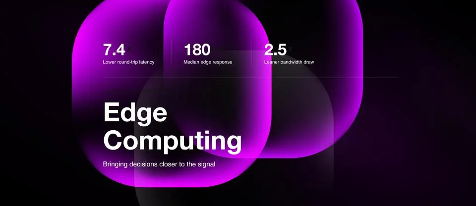 Edge computing metrics slide on black, pitch deck vector background イラスト素材