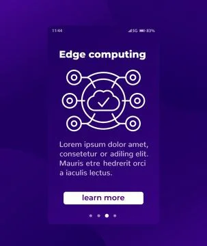Edge computing mobile banner with line icon 스톡 일러스트