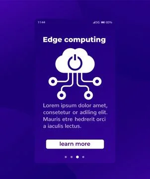 Edge computing mobile banner with vector icon Stock Illustration