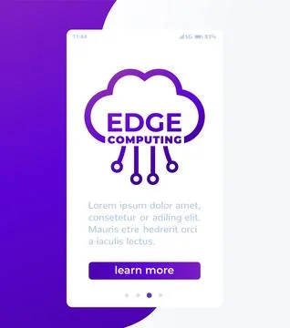 Edge computing mobile banner, vector design Illustrazione stock