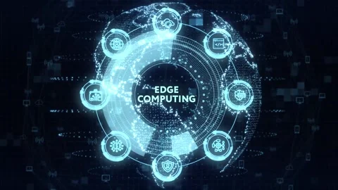 Edge computing modern IT technology on virtual screen. Business, technology,  Vidéo 142641929