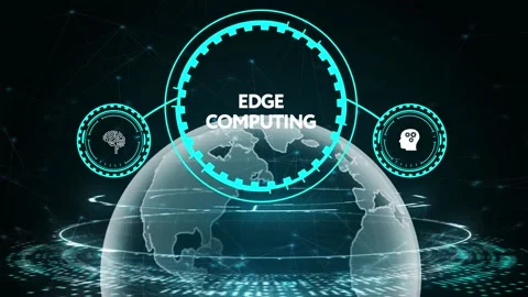 Edge computing modern IT technology on virtual screen. Business, technology,  Stock Footage 163303286