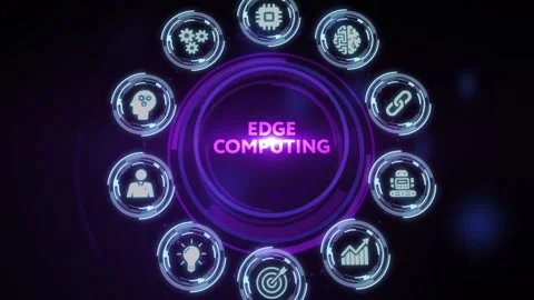 Edge computing modern IT technology on virtual screen. Business, technology,  Stock Footage 198708934