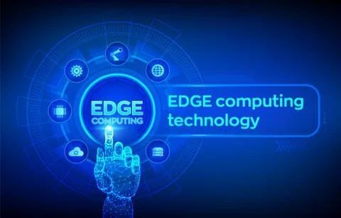 Edge computing modern IT technology on virtual screen concept. Edge computing Stock Illustration