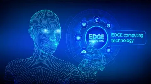 Edge computing modern IT technology on virtual screen concept. Edge computing Stock Illustration