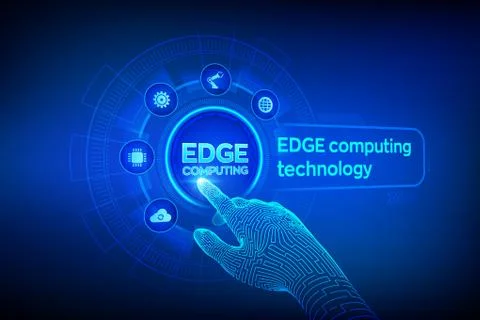 Edge computing modern IT technology on virtual screen concept. Edge computing Stock Illustration