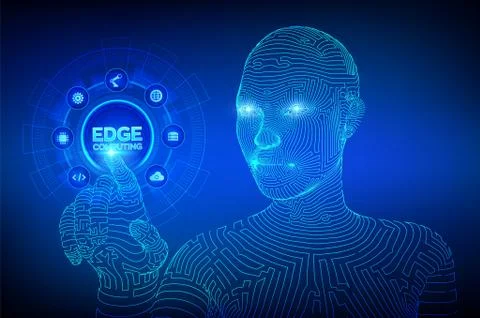 Edge computing modern IT technology on virtual screen concept. Edge computing Stock Illustration