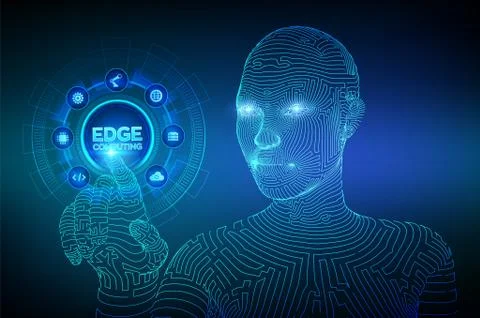 Edge computing modern IT technology on virtual screen concept. Edge computing Stock Illustration