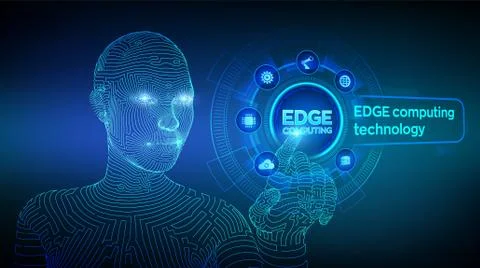 Edge computing modern IT technology on virtual screen concept. Edge computing Illustrazione stock