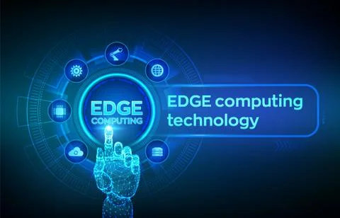 Edge computing modern IT technology on virtual screen concept. Edge computing Stock Illustration