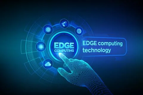Edge computing modern IT technology on virtual screen concept. Edge computing Stock Illustration