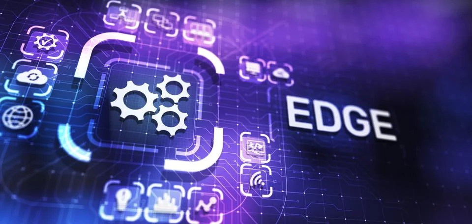 Edge computing modern IT technology on virtual screen concept. Stock Illustration