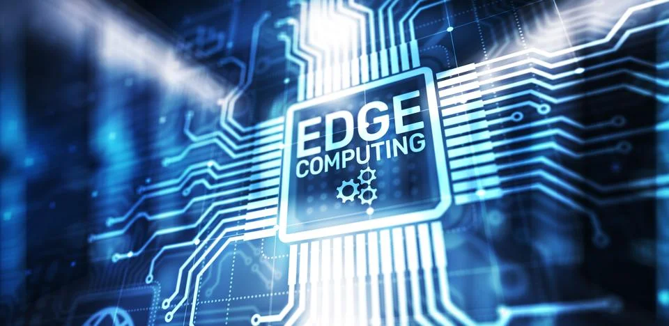 Edge computing modern IT technology on virtual screen concept. イラスト素材
