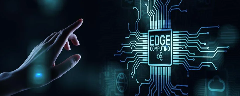 Edge computing modern IT technology on virtual screen concept. Fotos Stock