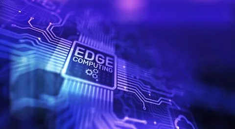 Edge computing modern IT technology on virtual screen concept. 库存照片