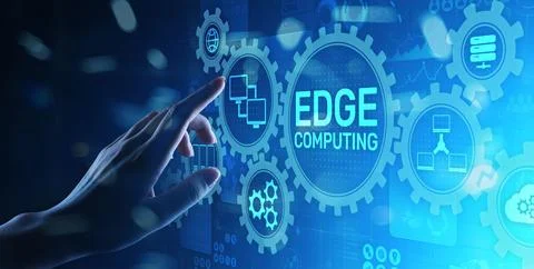 Edge computing modern IT technology on virtual screen concept. Fotos Stock