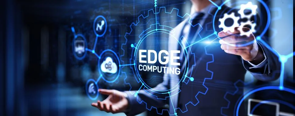Edge computing modern IT technology on virtual screen concept. Foto stock