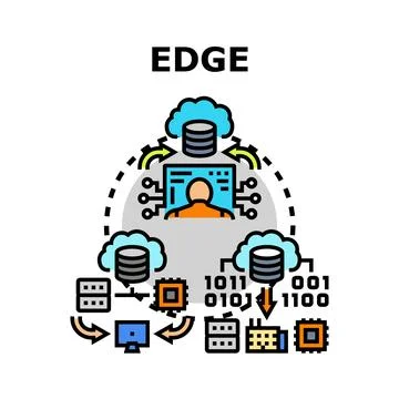 Edge computing network processing data technology innovation 库存插图