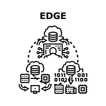 Edge computing network processing data technology innovation 스톡 일러스트