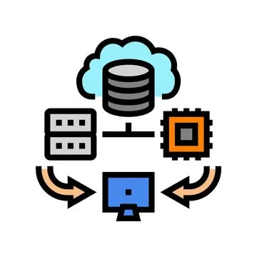 Edge computing node data center color icon vector illustration Illustrazione stock