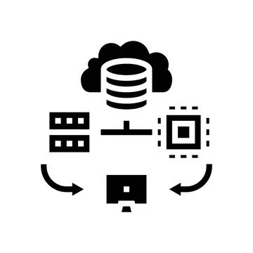 Edge computing node data center glyph icon vector illustration Stock Illustration
