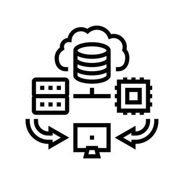 Edge computing node data center line icon vector illustration Stock Illustration