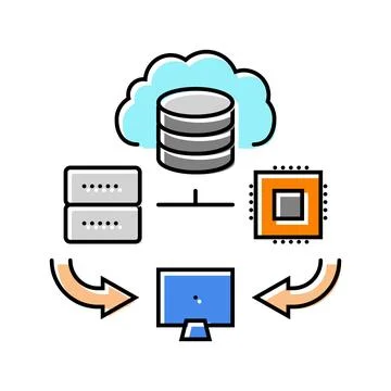 Edge computing node data center color icon vector illustration Stock Illustration