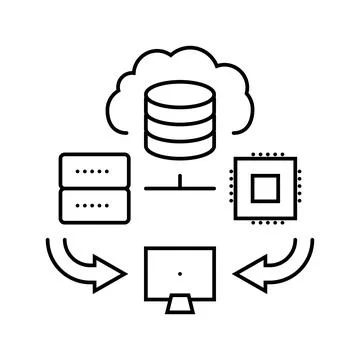 Edge computing node data center line icon vector illustration Stock Illustration