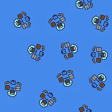 Edge computing node data center vector seamless pattern Stock Illustration