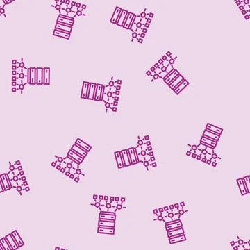 Edge computing node data center line vector seamless pattern Illustrazione stock