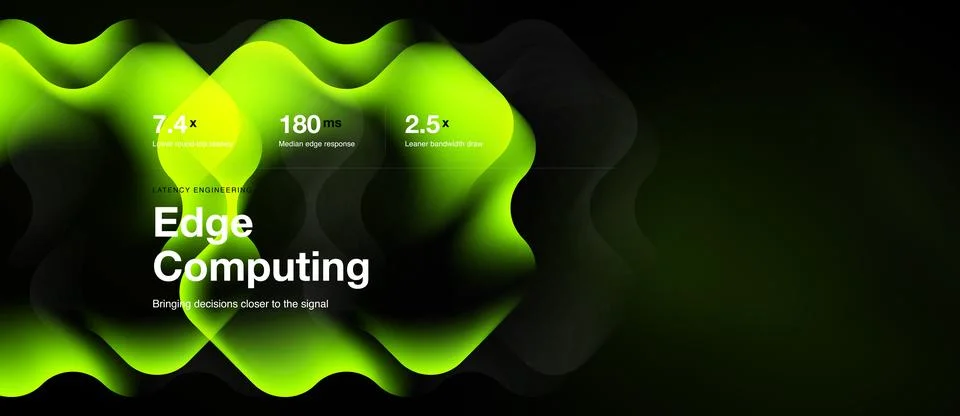 Edge computing presentation, lime liquid neon forms Stockillustratie