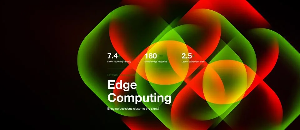 Edge computing presentation, red glass squircles, pitch deck vector backgroun Stock Illustration