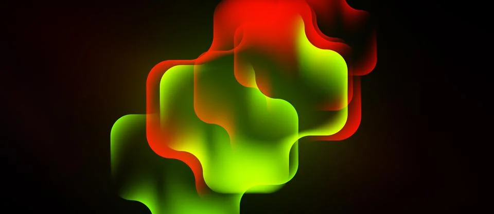 Edge computing presentation, scarlet soft glowing crosses, panoramic vector Stockillustratie