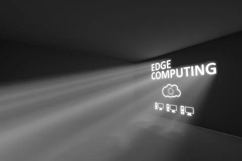EDGE COMPUTING rays volume light concept 3d illustration Stock Illustration
