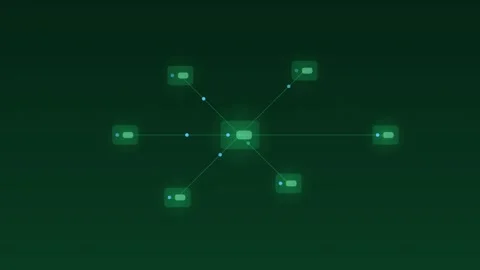 Edge computing servers mesh network emerald cloud loop Stock Footage 342612170
