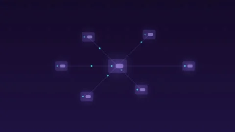 Edge computing servers mesh network lavender cloud loop Stock Footage 342612171