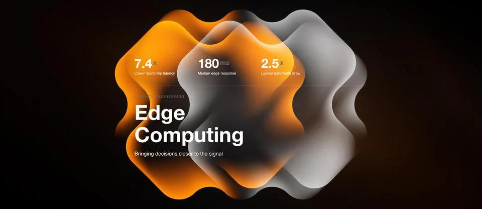 Edge computing slide with amber wavy glass blobs Stockillustratie