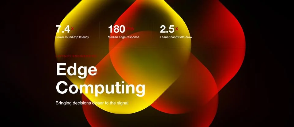 Edge computing slide with golden glowing soft squares Stock Illustration