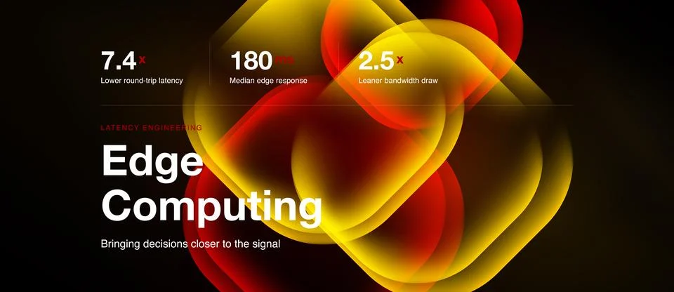 Edge computing slide, radiant scarlet shapes Stockillustratie