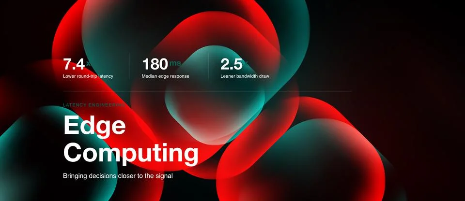 Edge computing slide, radiant teal shapes Stock Illustration